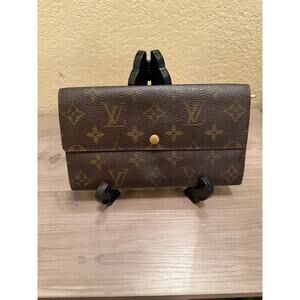 Louis Vuitton Monogram Sarah Wallet Long Flap Brown Canvas Spain